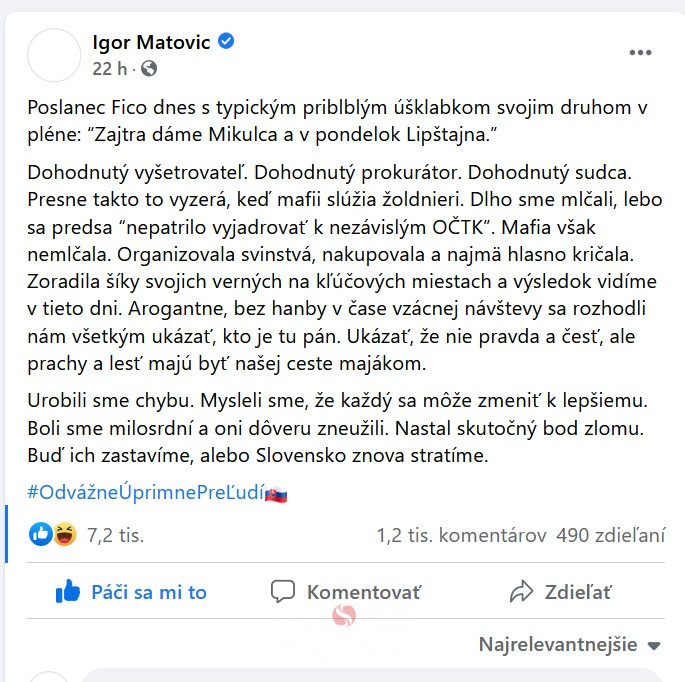 Matovic status FB_vyrez