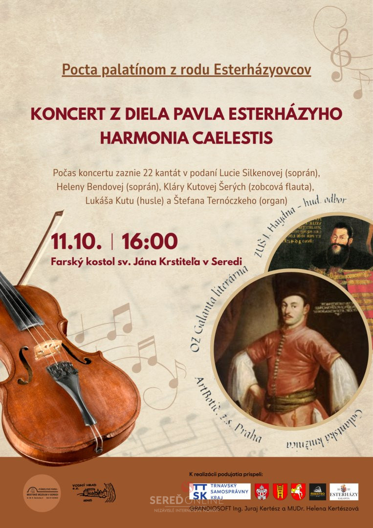 Pocta palatínom z rodu Esterházyovcov – koncert v Seredi, 11. októbra