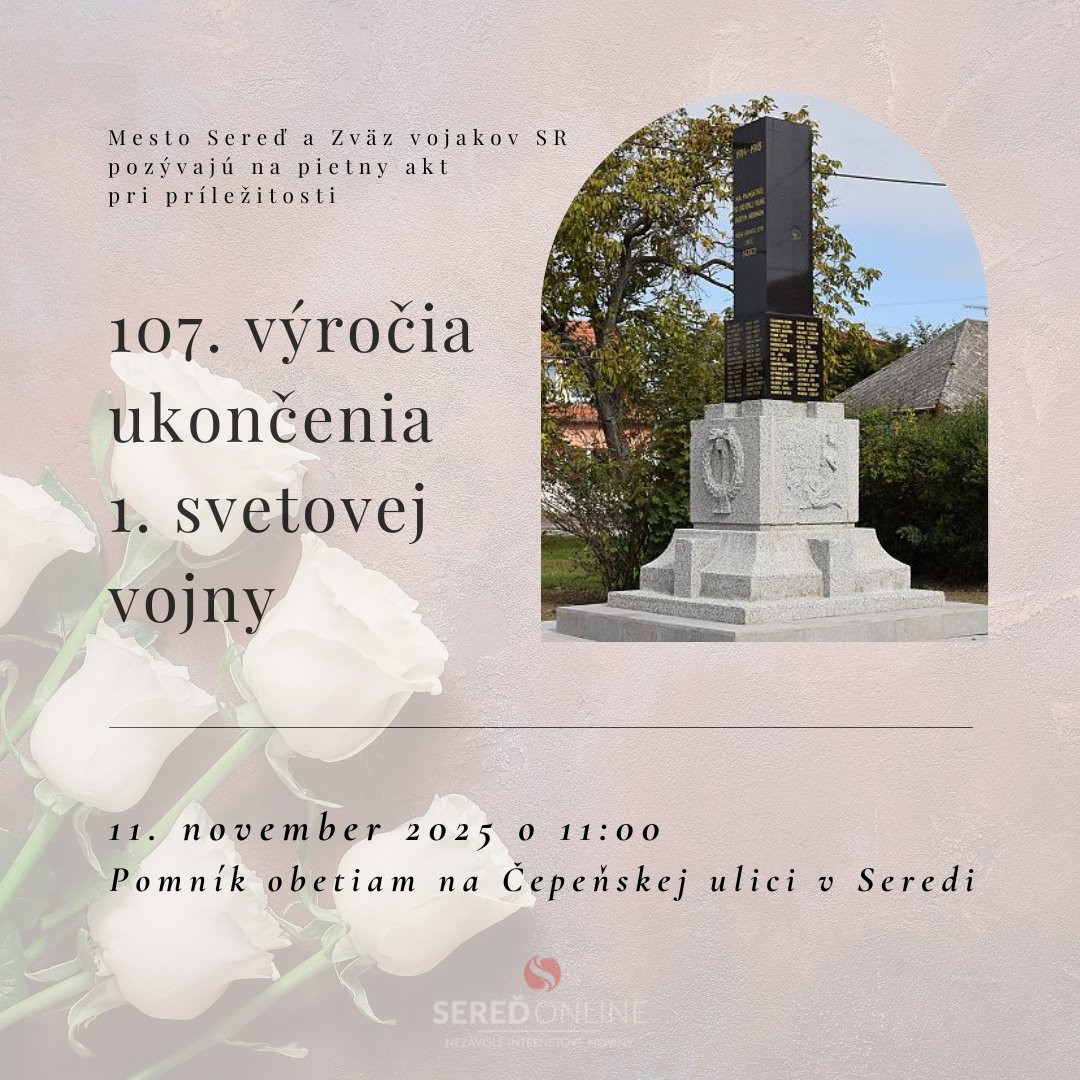 Pozvánka na Pietny akt kladenia vencov pri príležitosti 107. výročia ukončenia 1. svetovej vojny
